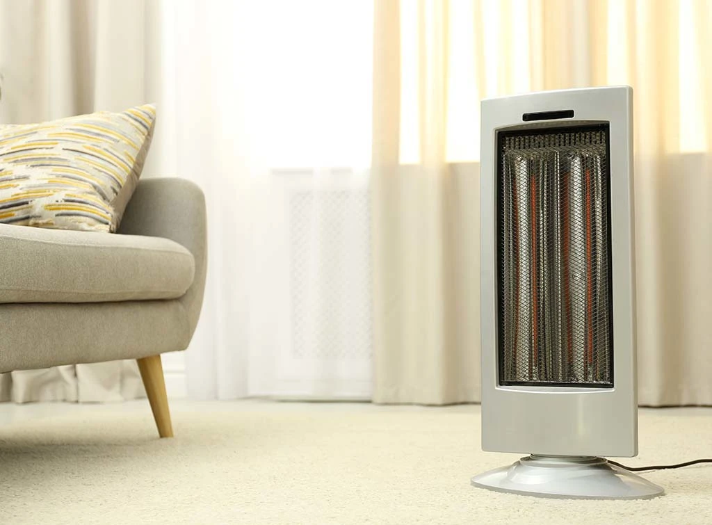 Infrared heater in a living room