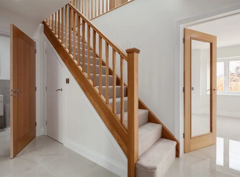 mix and match flooring in hall stairs and landing