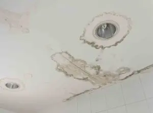 Ceiling damage around a downlight