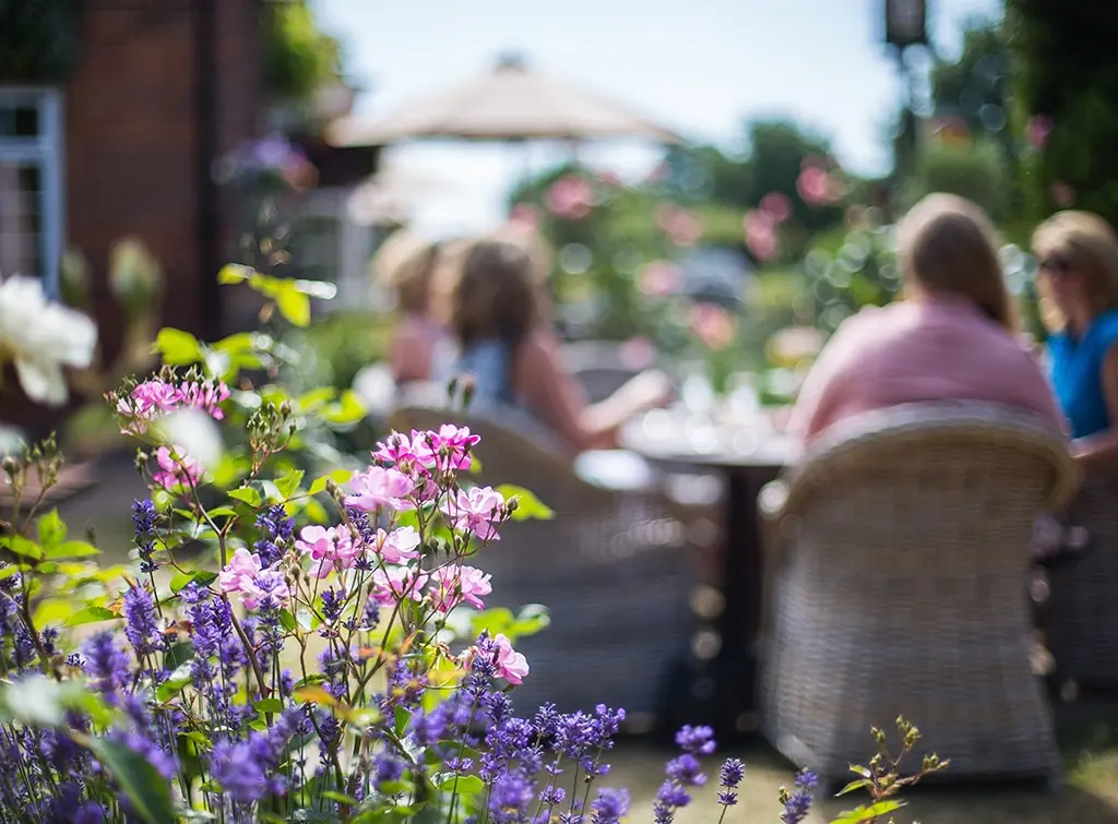 Outside dining in a garden