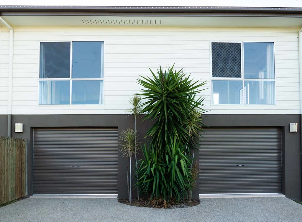 Grey metal garage doors
