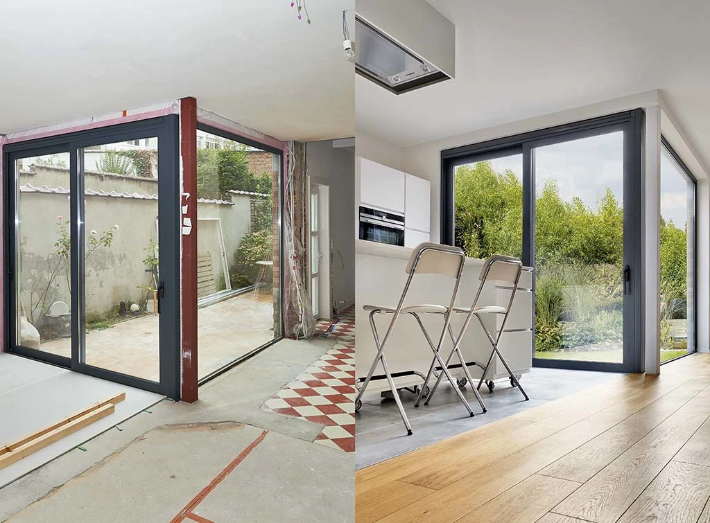 Before and after photos of home renovation