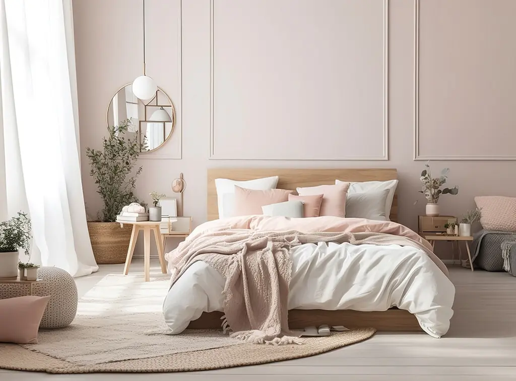 Neutral bedroom with panelling