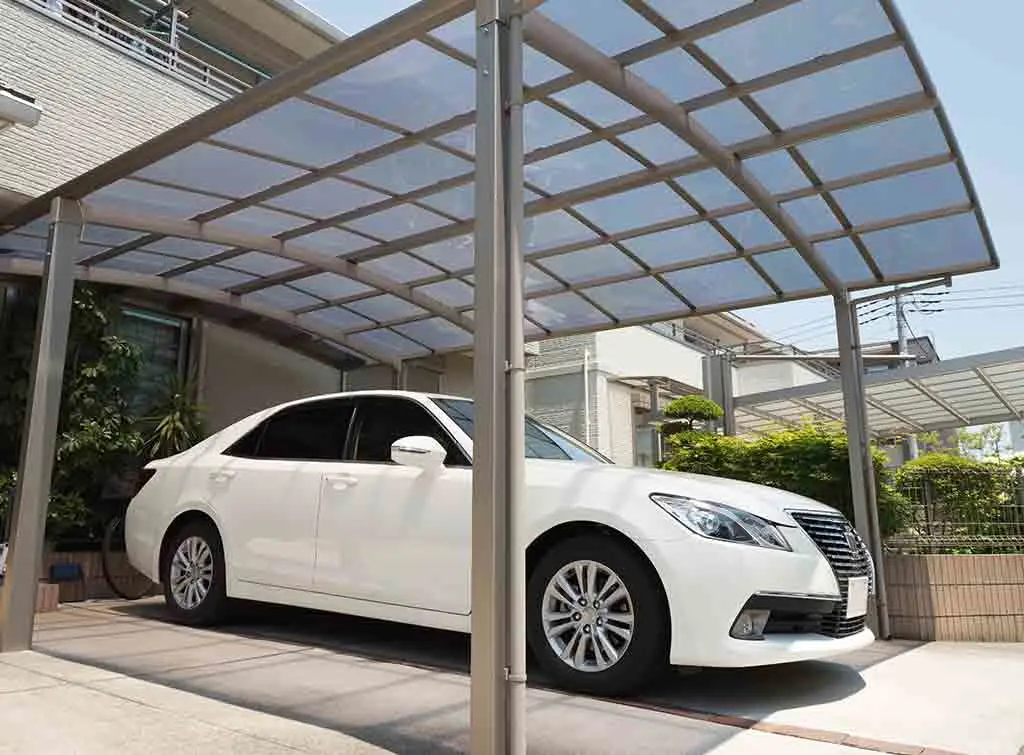 Carport design with glass roof