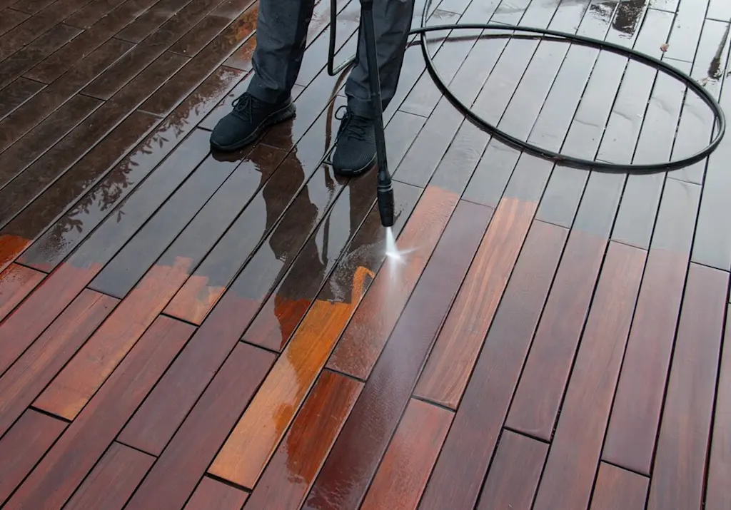 Using pressure washer on decking