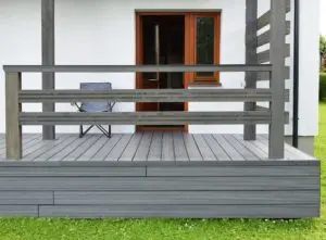 Grey AZEK decking with rails