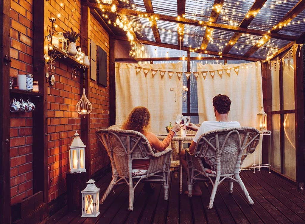 party ceiling ideas - white lights