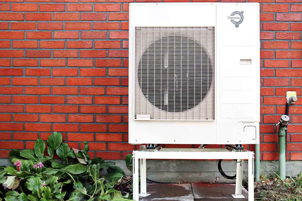 Air source heat pump in back garden