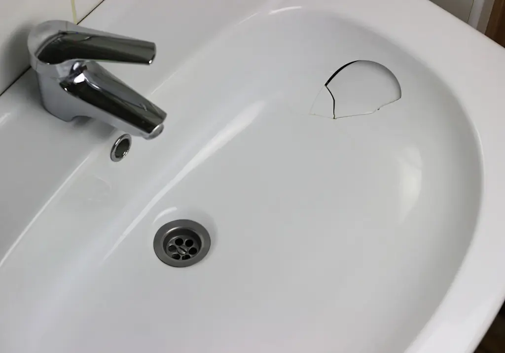 Chipped cracked bathroom sink