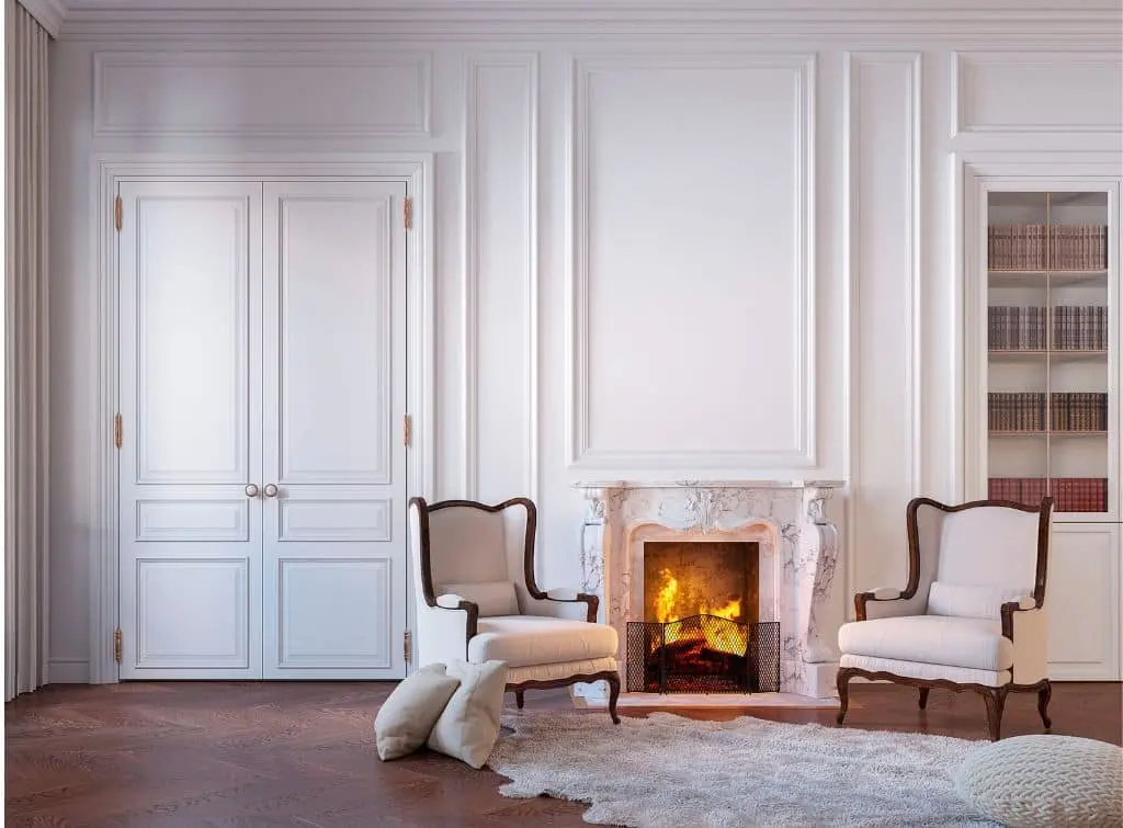 Panelled walls, reminiscent of Bridgerton inspired decor