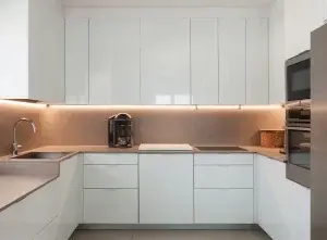 Kitchen cabinets with vinyl wrapped doors