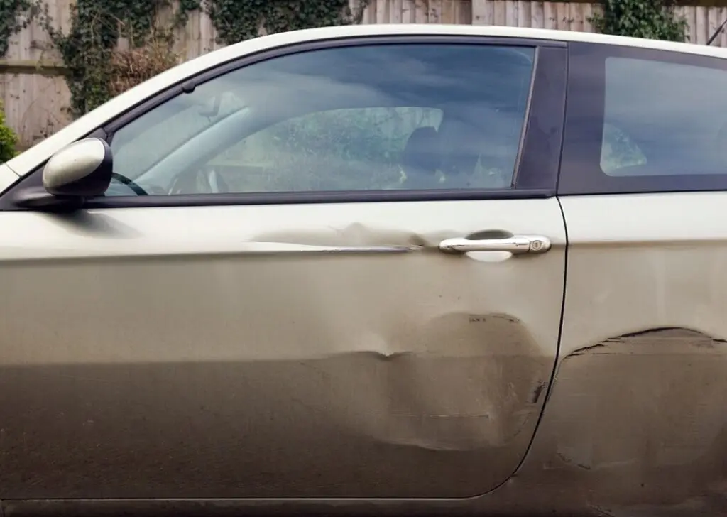 Car dent following accident