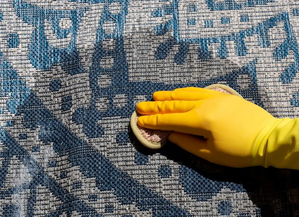 Spot cleaning a rug