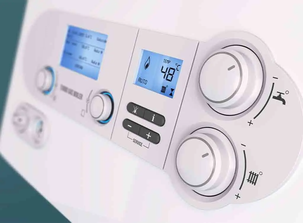 close up of boiler display screen