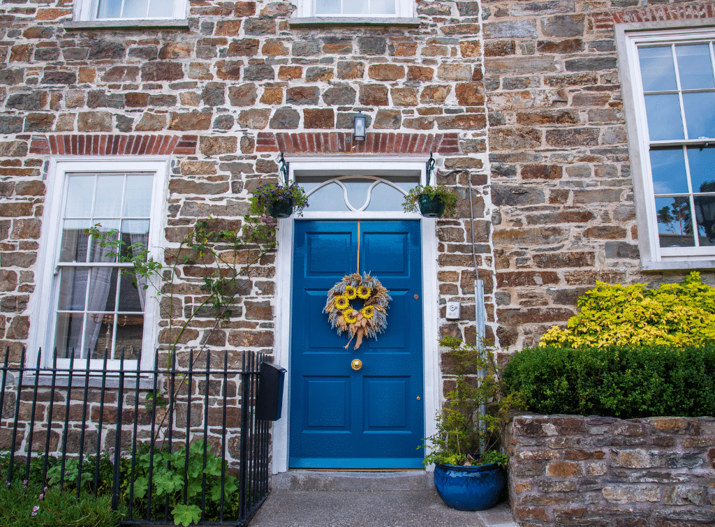 blue front door ideas for redbrick house