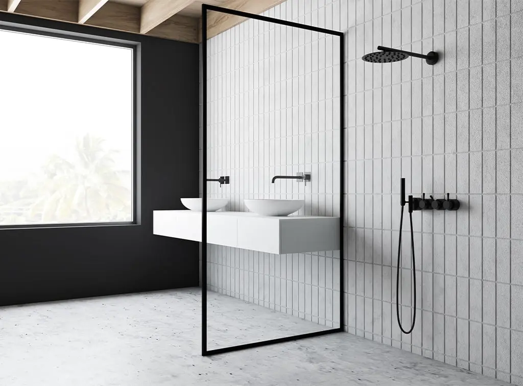 Bathroom with stylish wall tiles