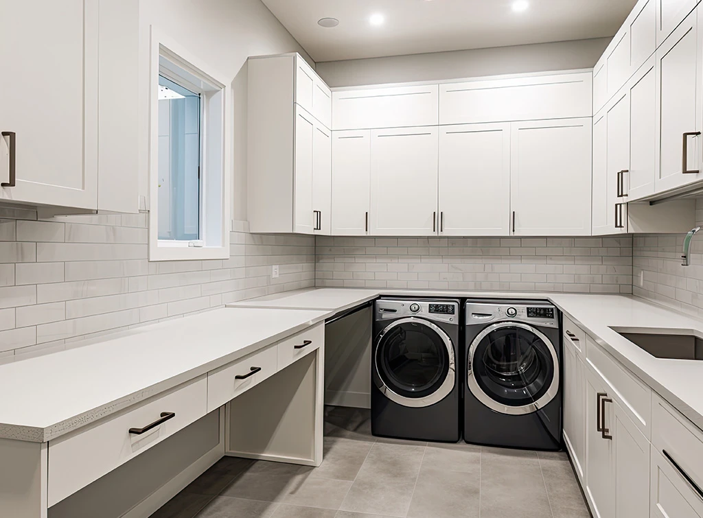 Laundry room in terrace side extension