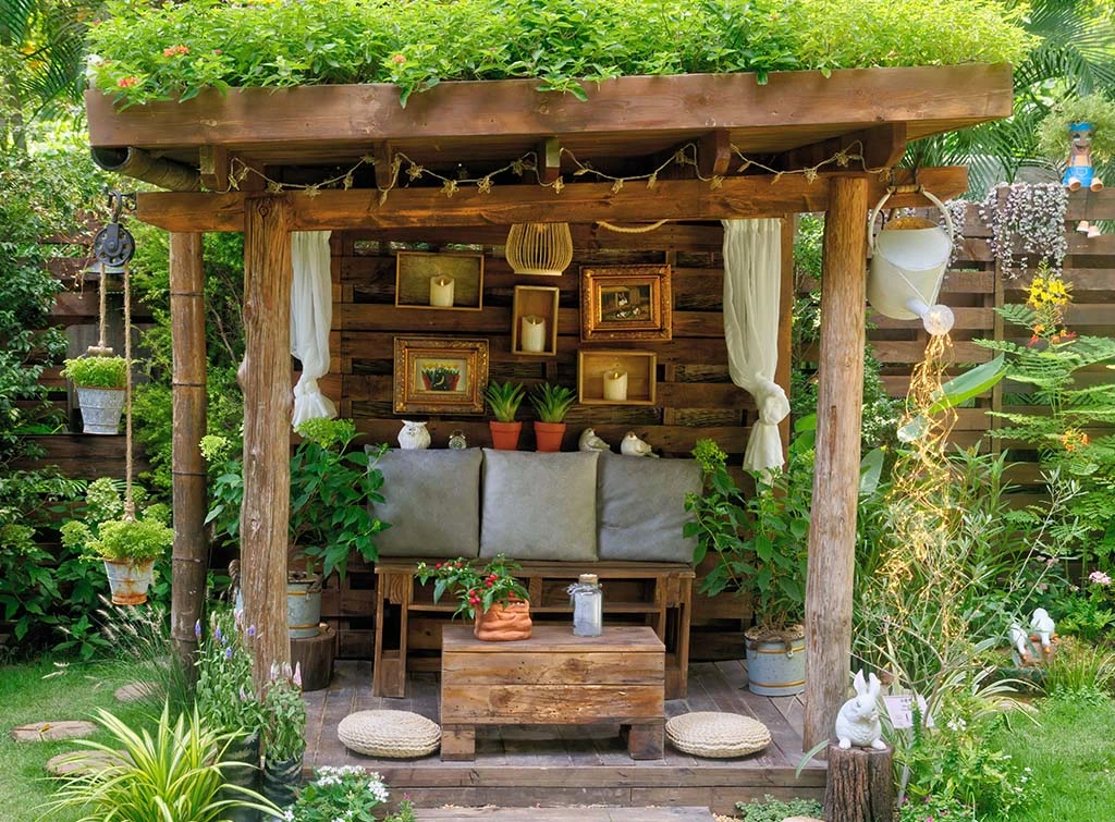 laid back lighting in a rustic style gazebo