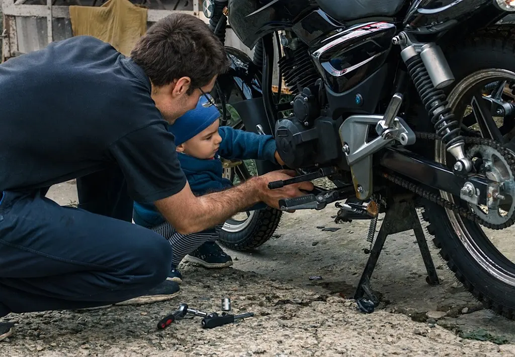 Showing off motorcycle servicing