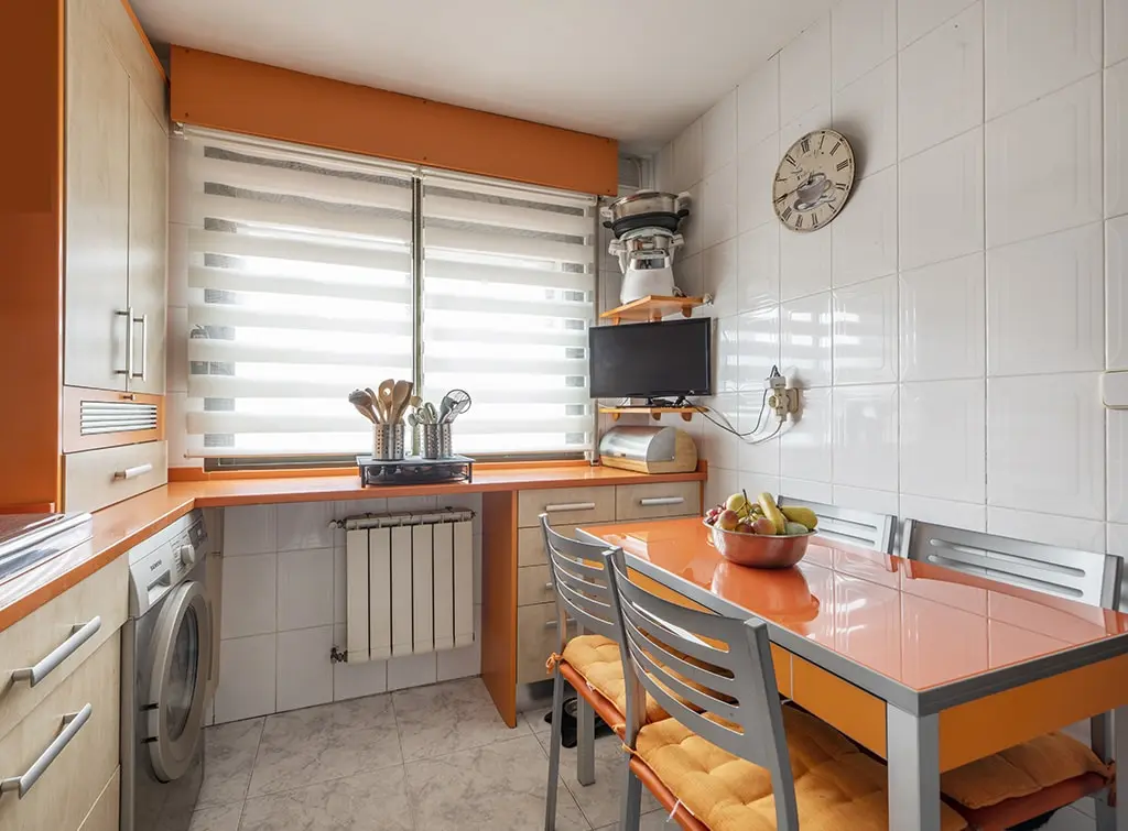 beech and orange kitchen