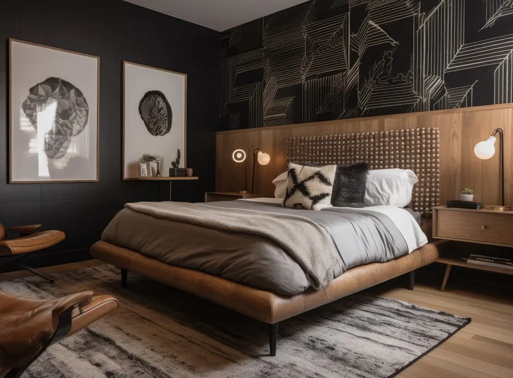 AI-generated black and brown bedroom idea