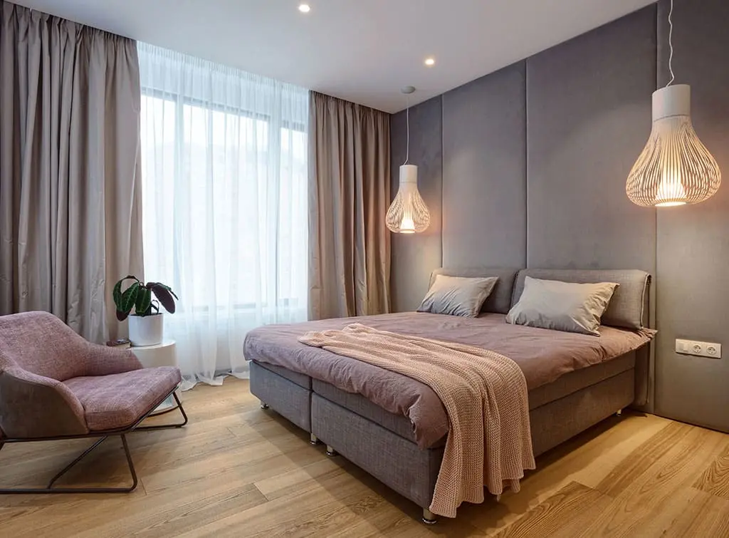grey fabric walls