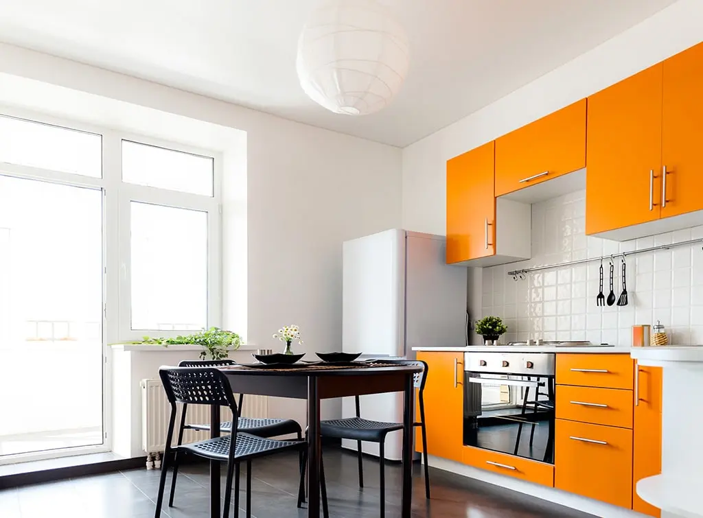 orange kitchen cabinets