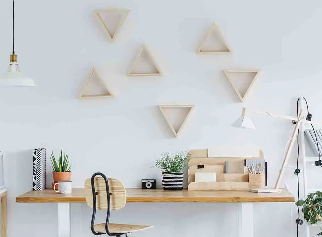 triangular wooden shelves