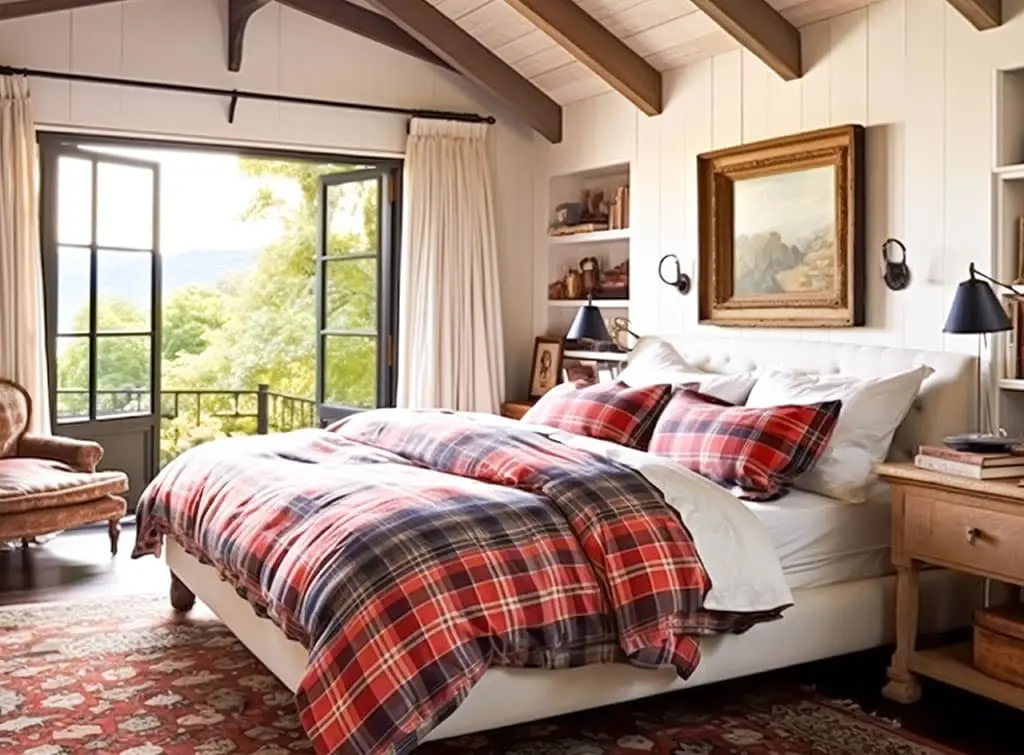 Vintage bedroom with black accents