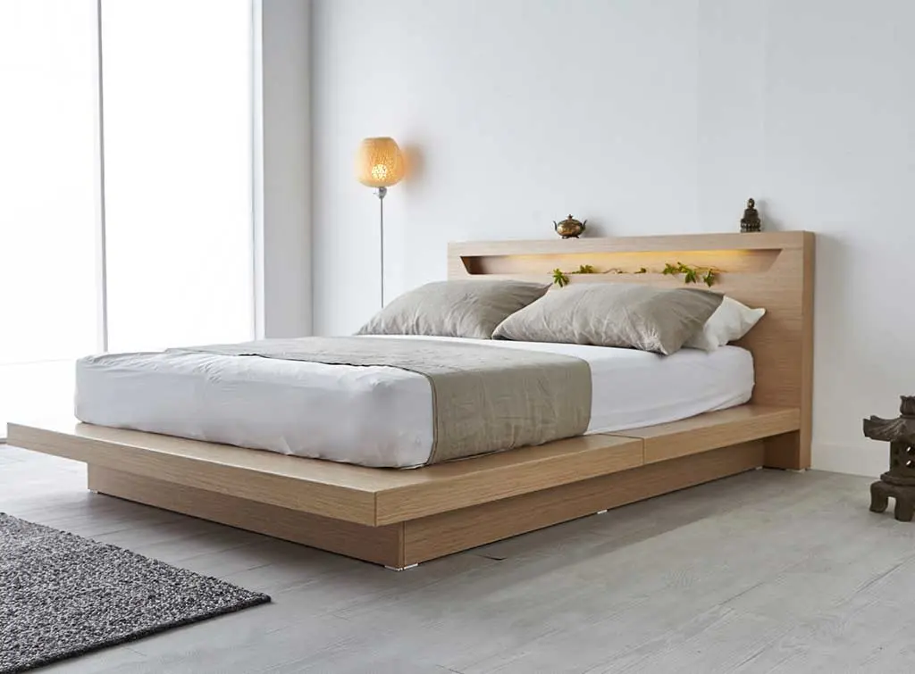 Grey laminate wood floor in a bedroom