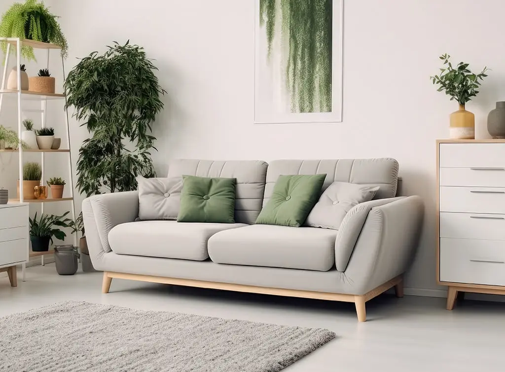 Houseplants in a neutral living room