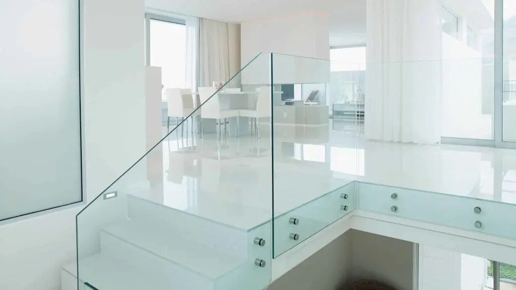 Glass stair railings 
