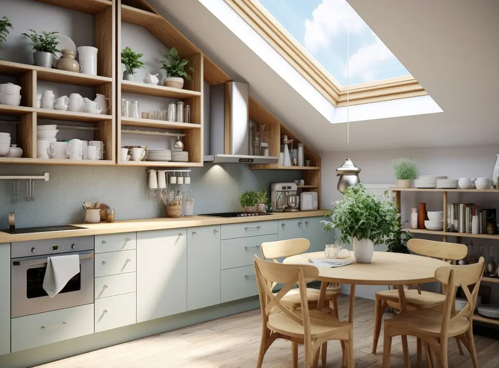 Open-plan loft kitchen and diner concept image