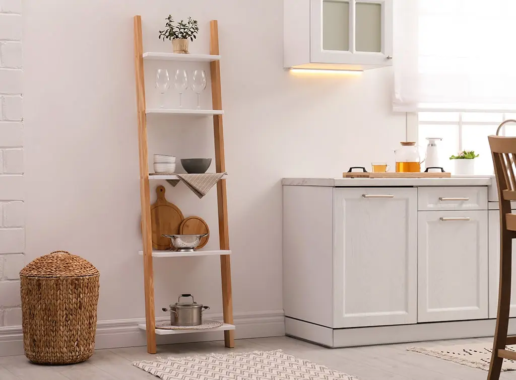 ladder storage in kitchen