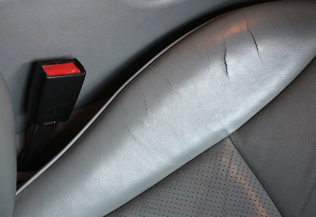 Cracks in leather car seat