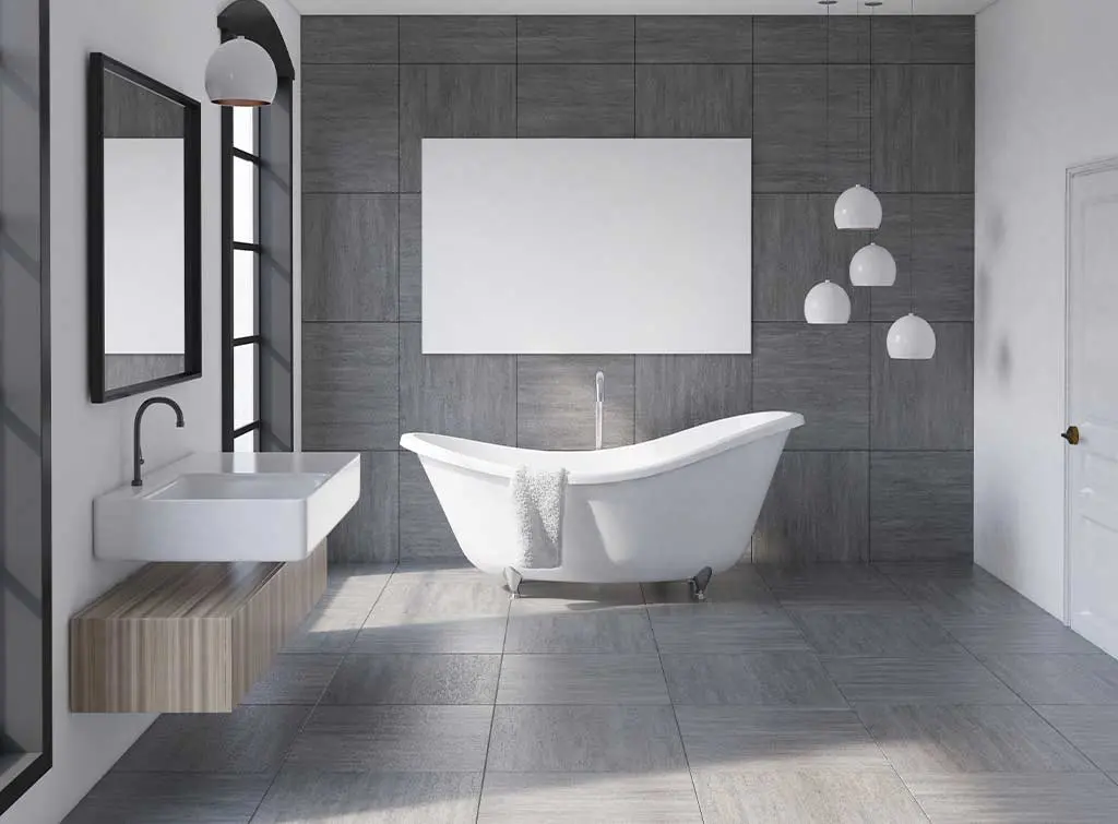 tiled room with backing boards