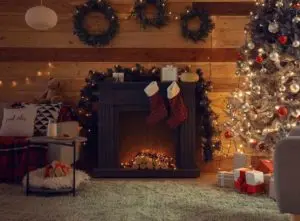 Christmas chimney and fireplace