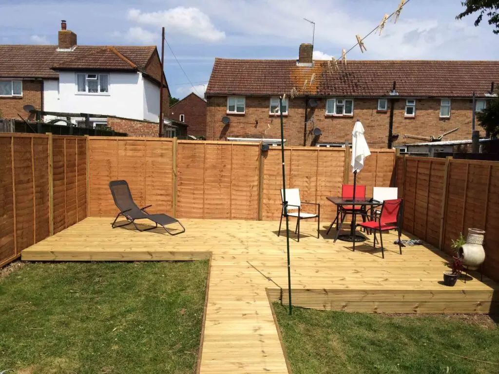 Decking solution in a sloped garden