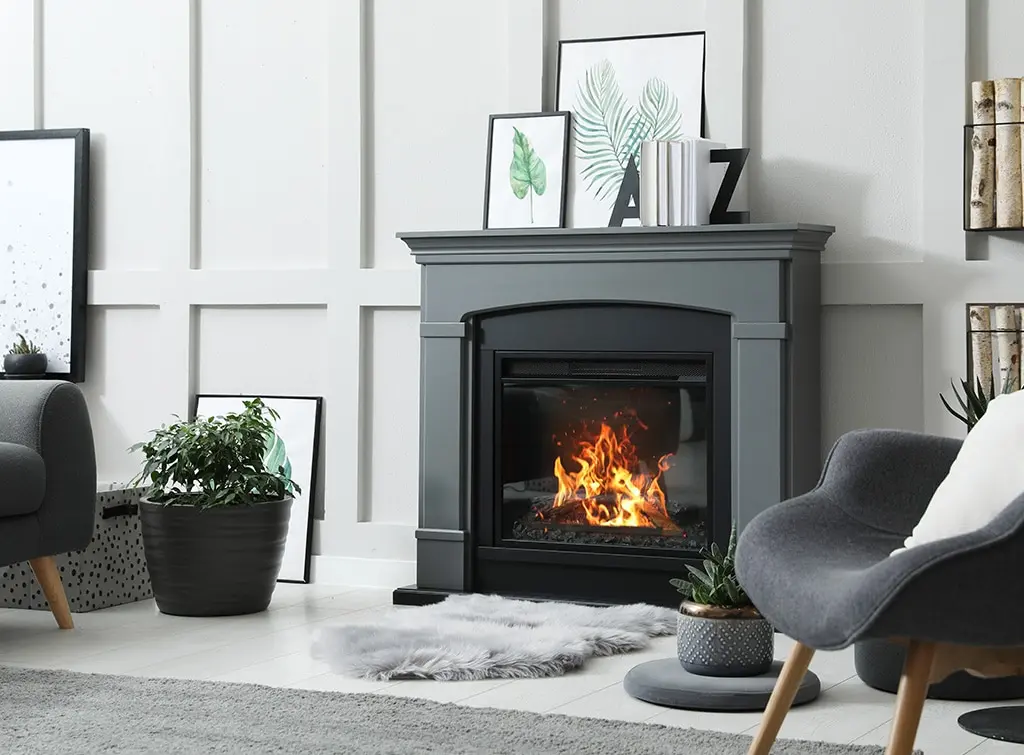 modern fireplace