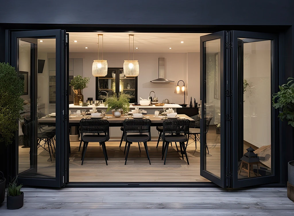 Bifold doors on terrace extension