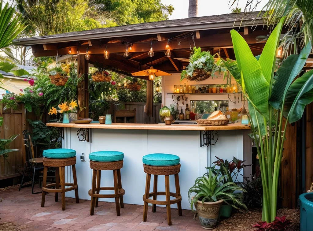 tiki garden bar for garden shelter ideas