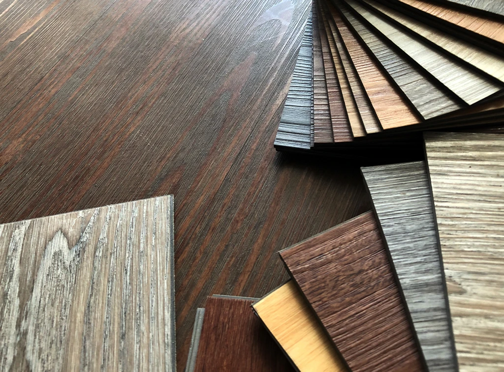 look at swatches for kitchen laminate flooring