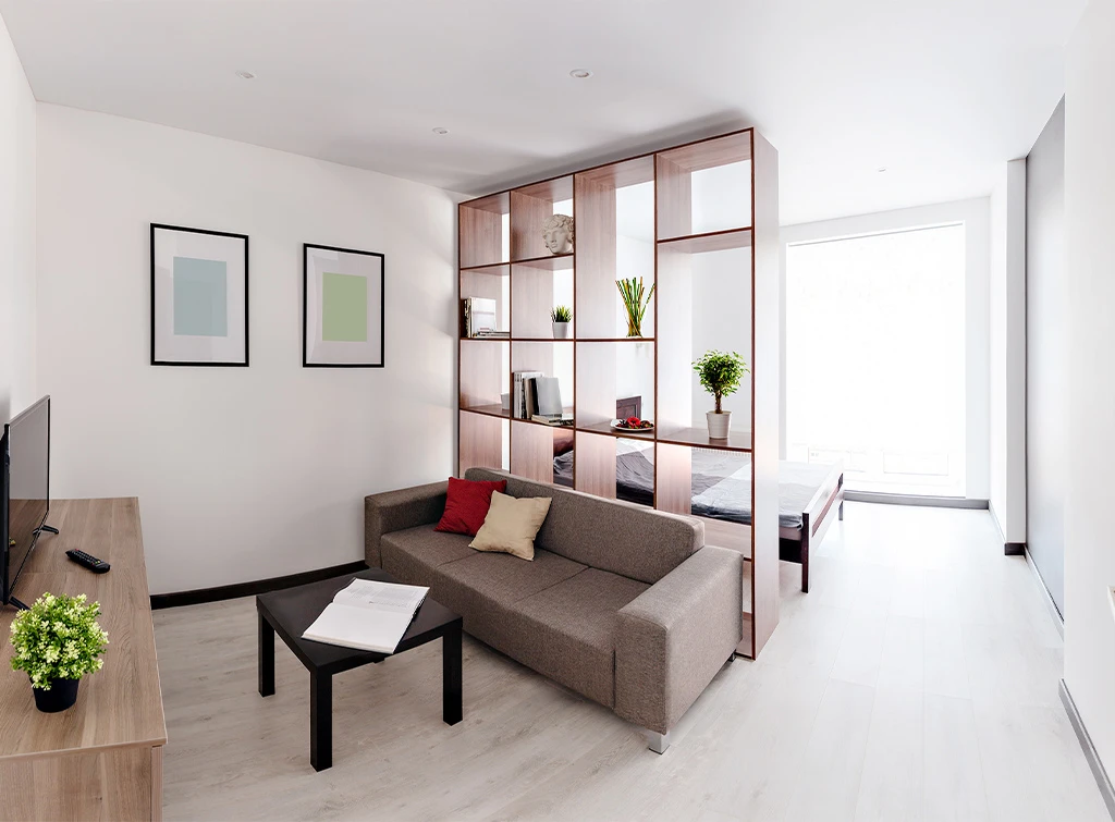 dividing a room with shelving