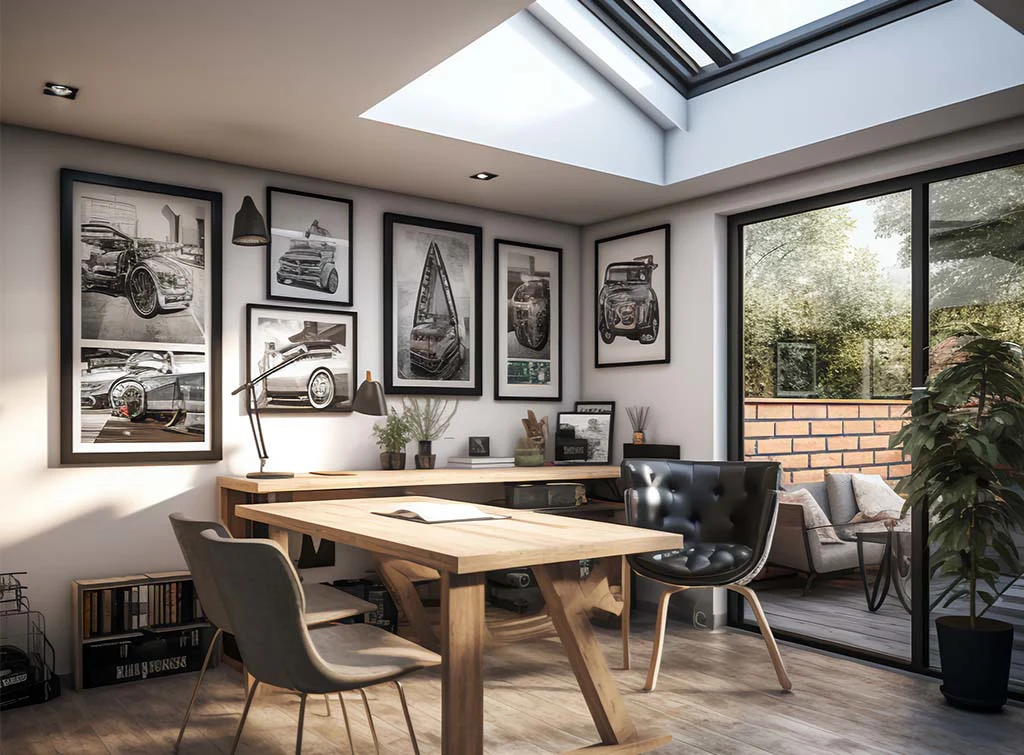 Garage conversion in terrace extension
