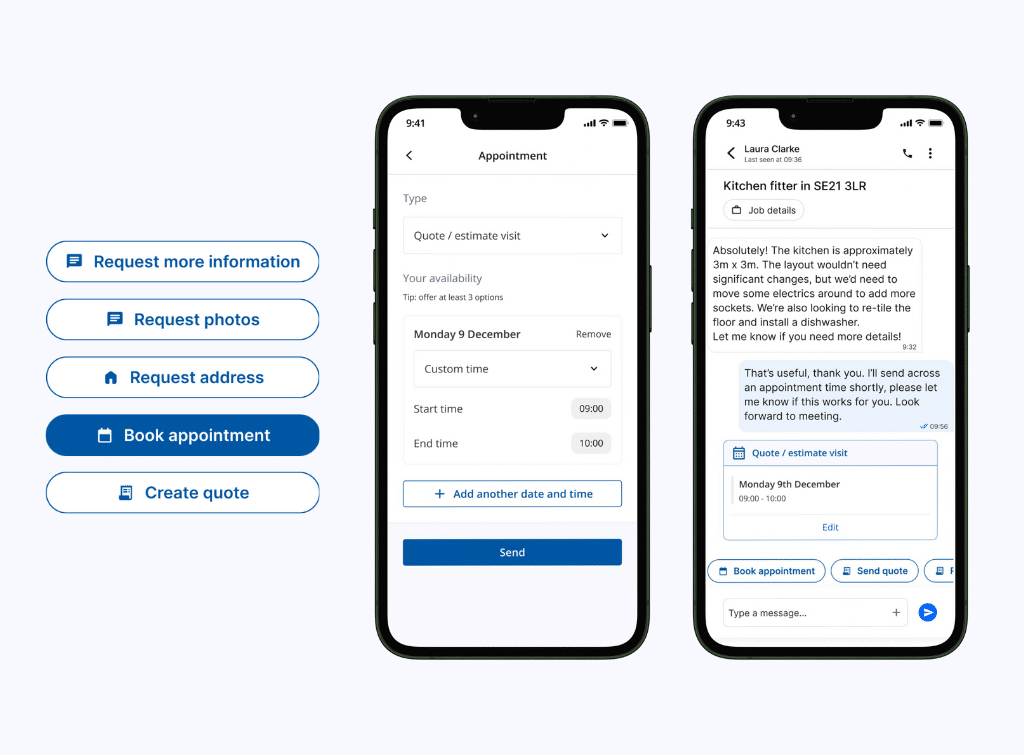 Checkatrade chat feature functionality