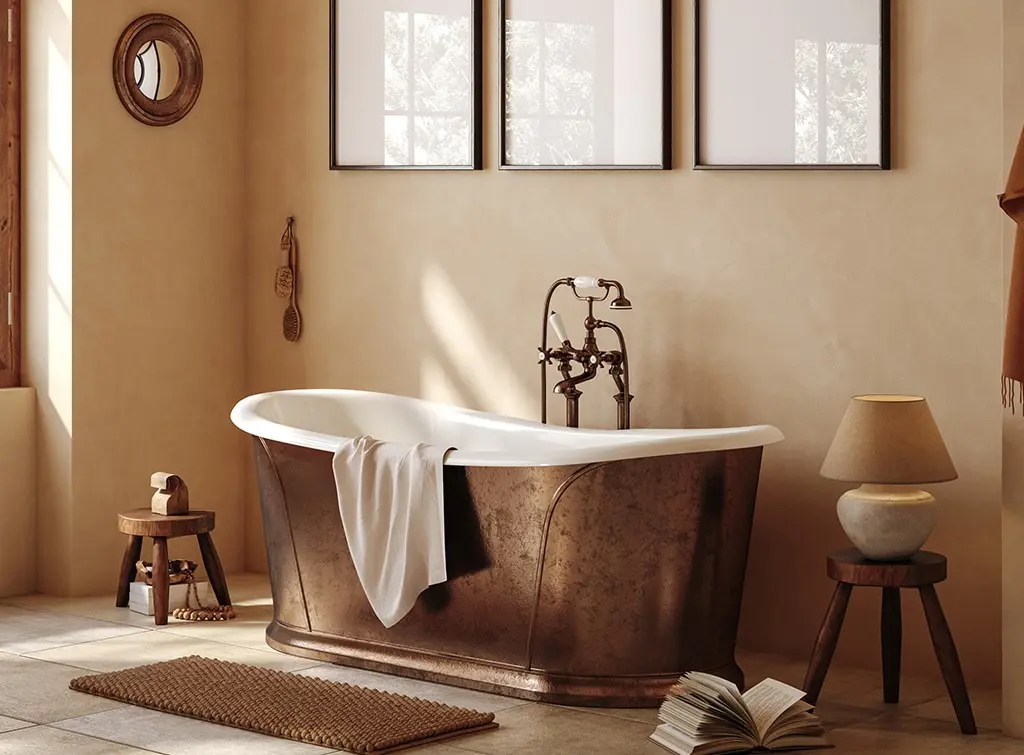 Victorian bathroom with boho feel