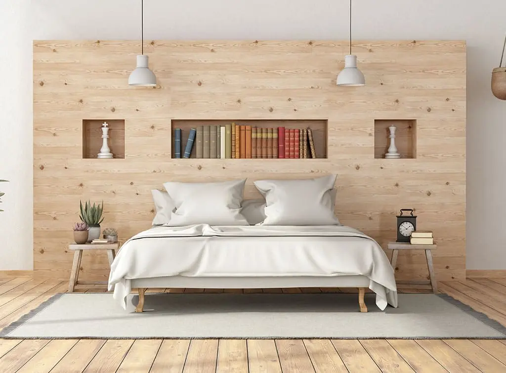 cream and wood bedroom design