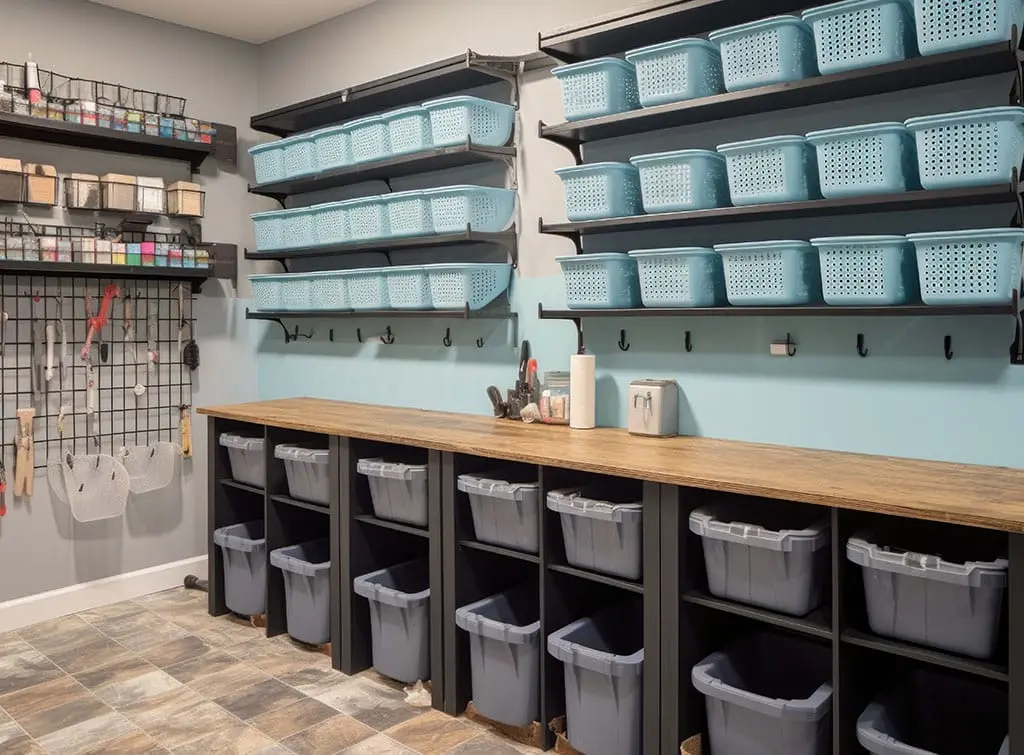 garage shelves and containers