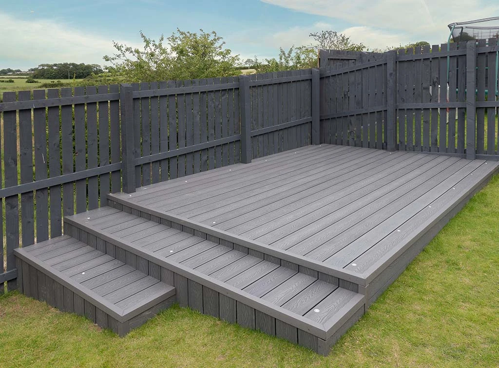 grey decking in garden