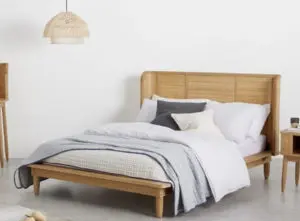 Scandi bedframe for a guest bedroom design idea